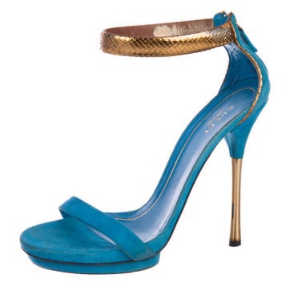 Gucci Blue Suede Sandals